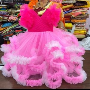 Beautiful pink Toddler layered dress for age 3-4 years